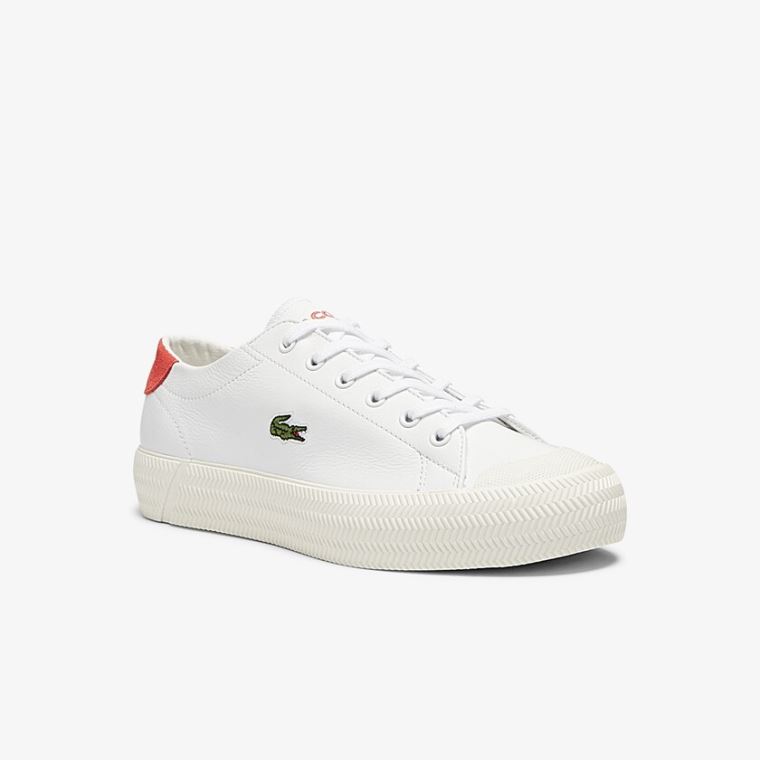 Lacoste Gripshot Lær and Semsket Skinn Sneakers Hvite Beige | myMiI8rA