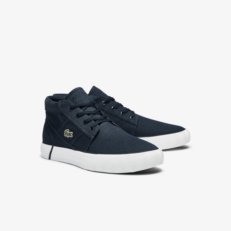 Lacoste Gripshot Mid Canvas and Lær Chukkas Marineblå Hvite | HAfl9sWh