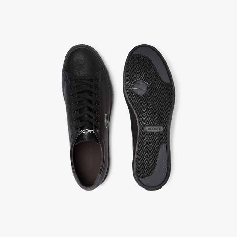 Lacoste Gripshot Tumbled Lær Sneakers Svarte | gFKhfpKb