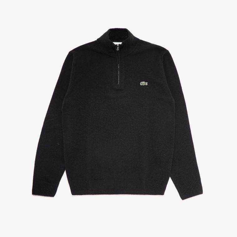 Lacoste Half Zip Collared Genser Svarte | hHlenlQq