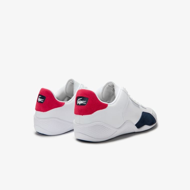 Lacoste Hapona Lær and Syntetisk Sneakers Hvite Marineblå Rød | w5ePWjMC