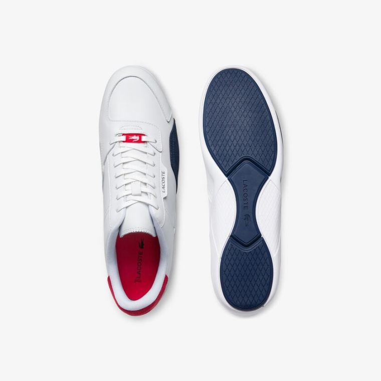 Lacoste Hapona Lær and Syntetisk Sneakers Hvite Marineblå Rød | w5ePWjMC