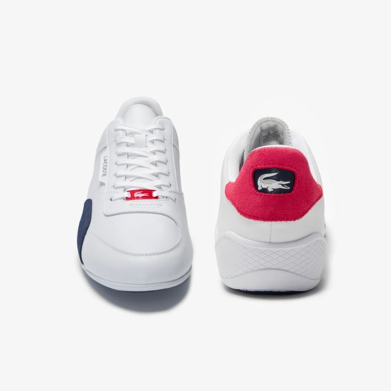 Lacoste Hapona Lær and Syntetisk Sneakers Hvite Marineblå Rød | w5ePWjMC