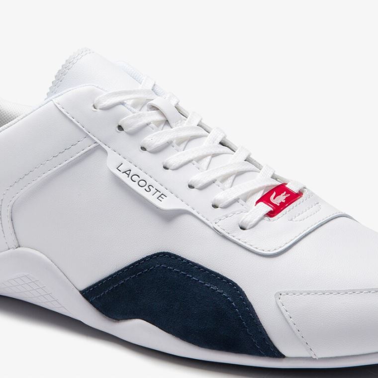 Lacoste Hapona Lær and Syntetisk Sneakers Hvite Marineblå Rød | w5ePWjMC