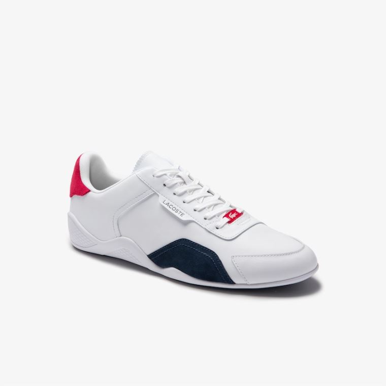 Lacoste Hapona Lær and Syntetisk Sneakers Hvite Marineblå Rød | w5ePWjMC