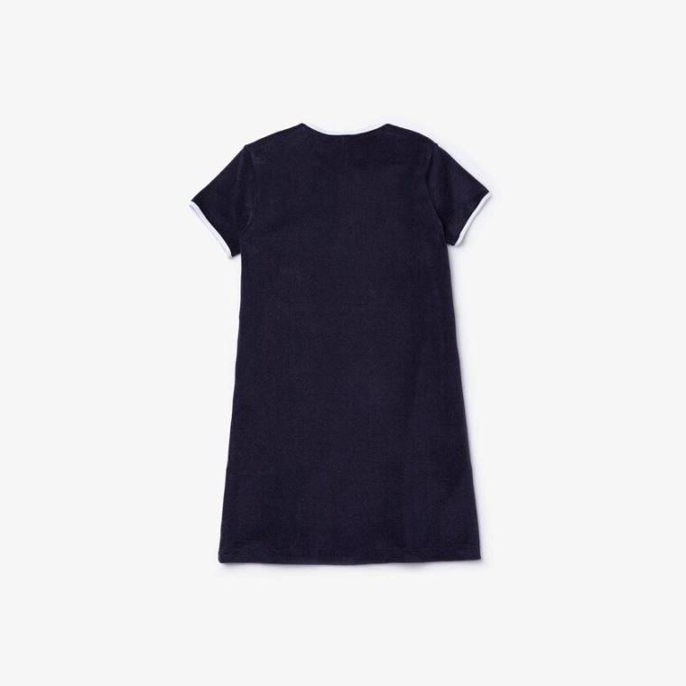 Lacoste Heart Embroidery Henley Kjoler Marineblå Blå Hvite | CVXDhEAi