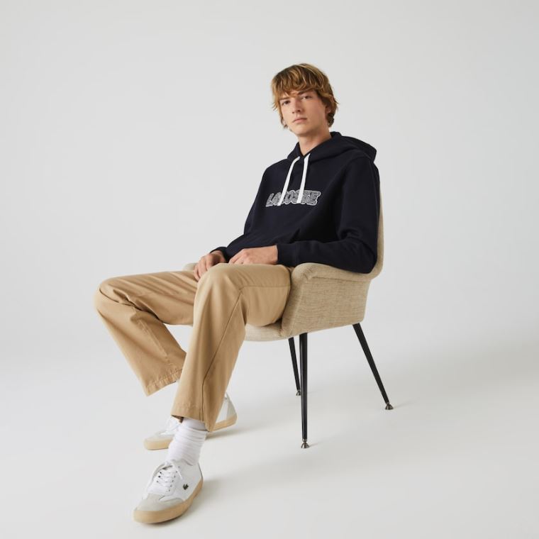 Lacoste Hette Fleece Sweatshirt Marineblå Blå | NWcVX7pP