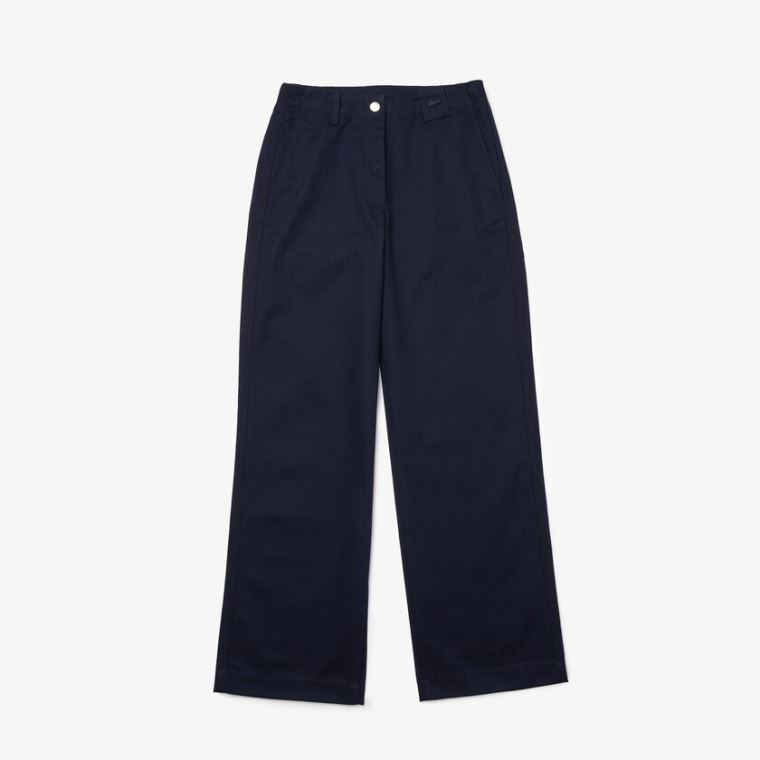 Lacoste High-Waisted Flared Bomull Pants Marineblå Blå | c7WTRNYs