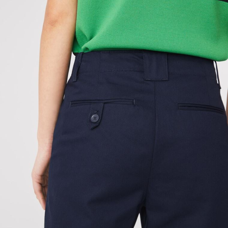 Lacoste High-Waisted Flared Bomull Pants Marineblå Blå | c7WTRNYs