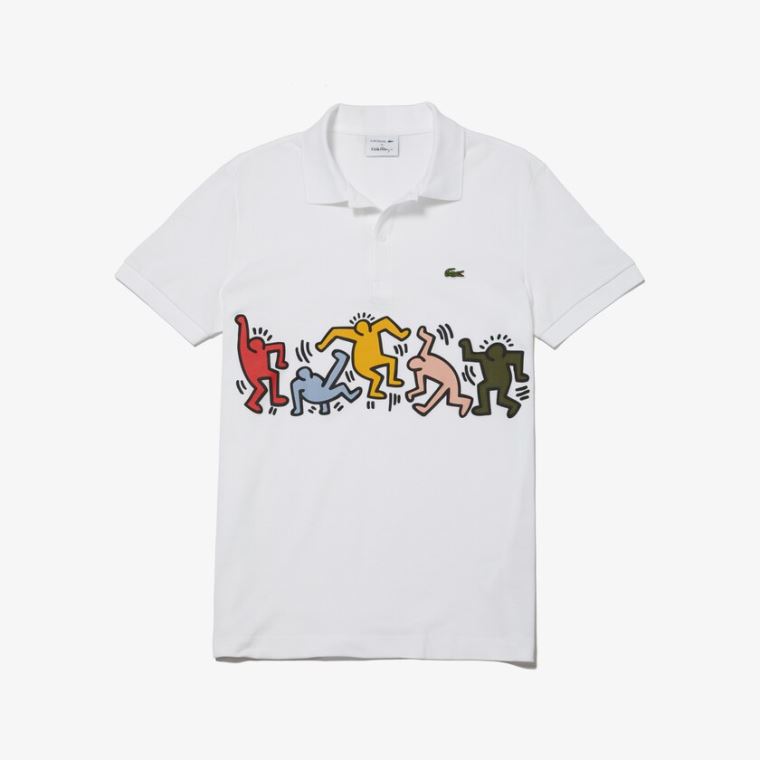 Lacoste Keith Haring Print Piqué Polo Hvite Hvite | rW9xAQWR