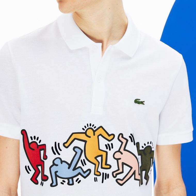 Lacoste Keith Haring Print Piqué Polo Hvite Hvite | rW9xAQWR