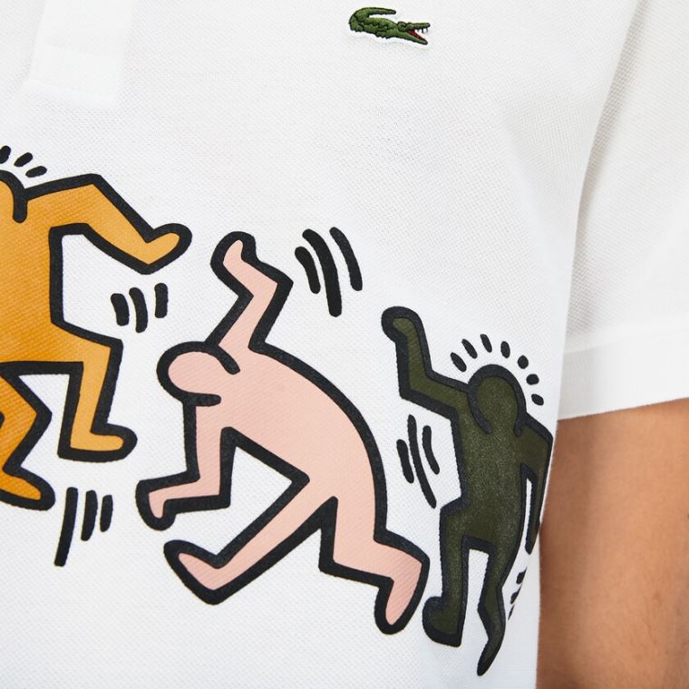 Lacoste Keith Haring Print Piqué Polo Hvite Hvite | rW9xAQWR