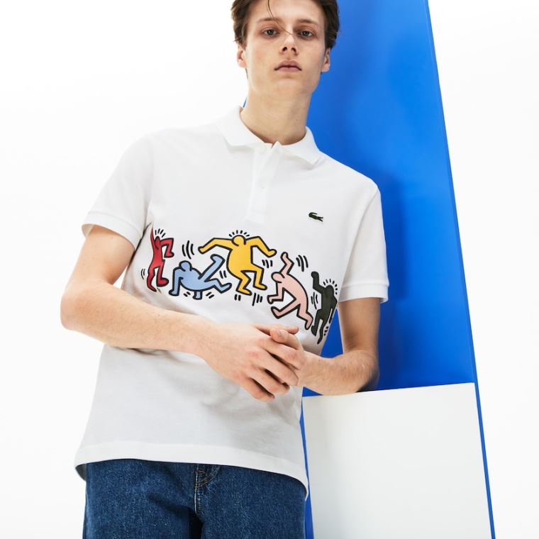 Lacoste Keith Haring Print Piqué Polo Hvite Hvite | rW9xAQWR