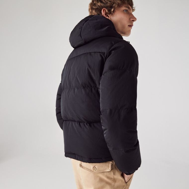 Lacoste Kort Lette Vann-Resistant Puffer Coat Svarte | 6gdm3BWo