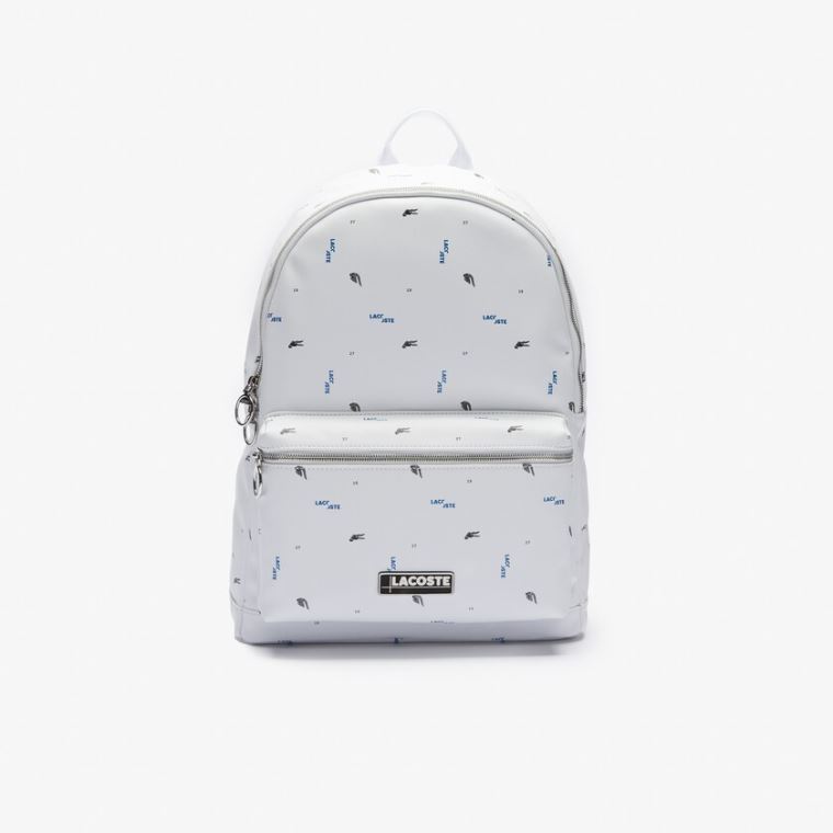 Lacoste LCST Printed Coated Canvas Backpack Hvite | 8SS8vnhj