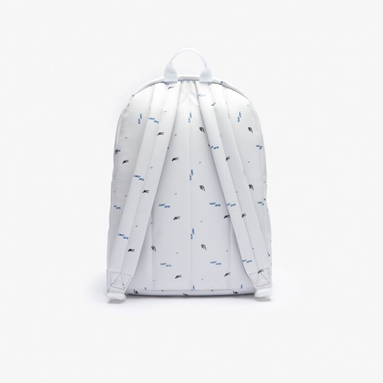 Lacoste LCST Printed Coated Canvas Backpack Hvite | 8SS8vnhj