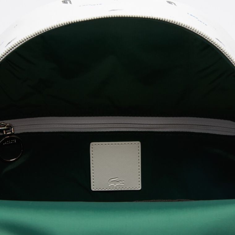 Lacoste LCST Printed Coated Canvas Backpack Hvite | 8SS8vnhj