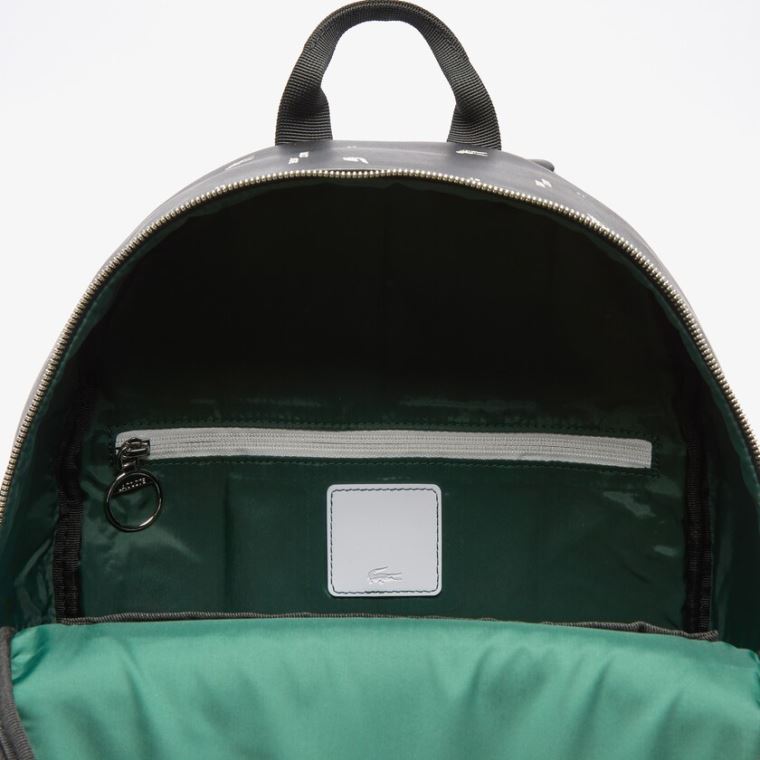 Lacoste LCST Printed Coated Canvas Backpack Svarte | zESWBGmf