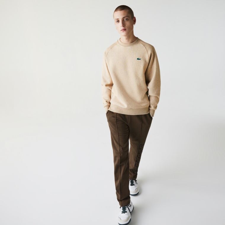 Lacoste LIVE Branded Fleece Sweatshirt Beige | hgevGY5Q