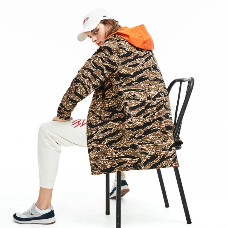 Lacoste LIVE Camouflage Parka Svarte Hvite | 3fRdxKo8