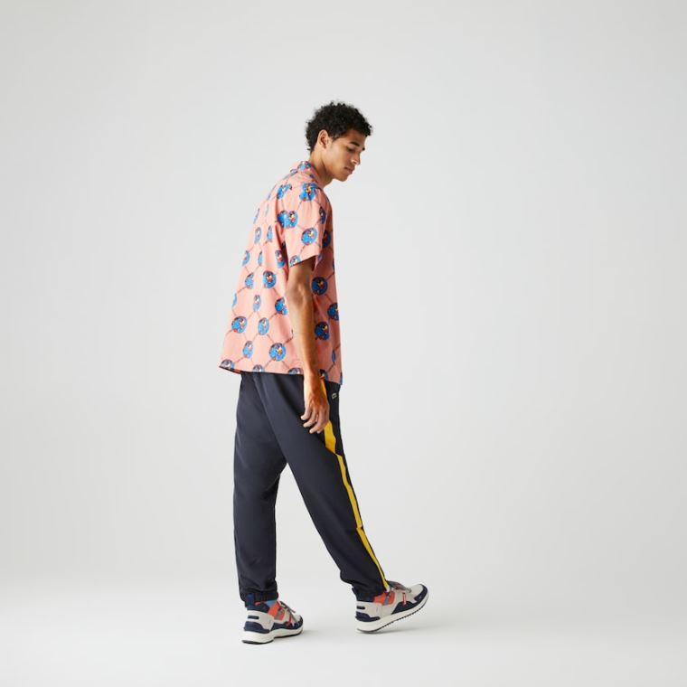 Lacoste LIVE Chinatown Market Collaboration Print Shirt Rosa Hvite | H9KwHfbi