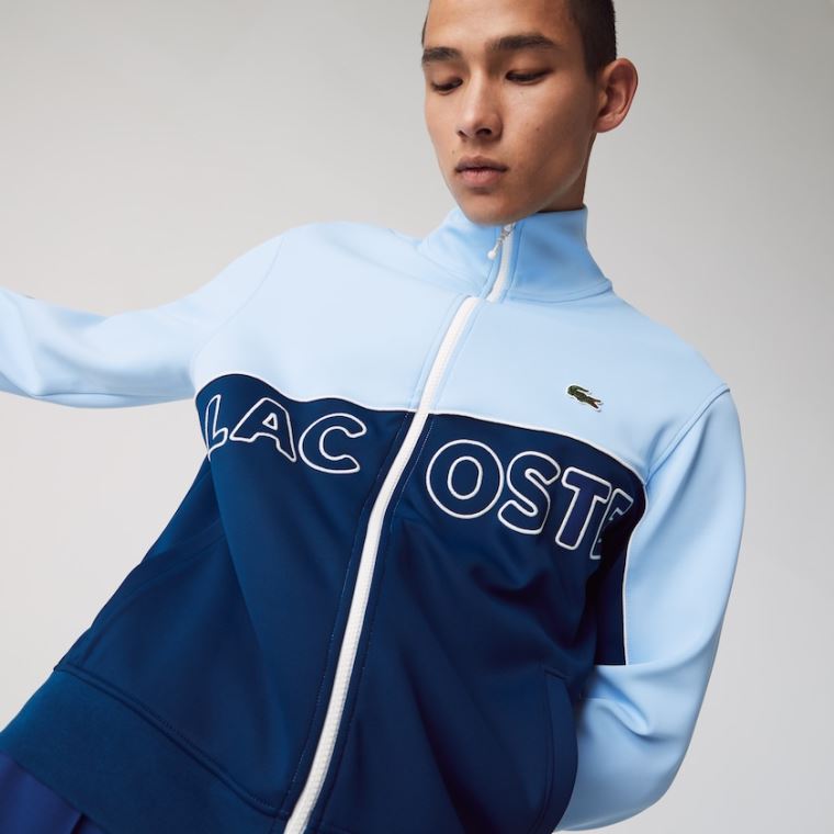 Lacoste LIVE Colorblock Neoprene Tracksuit Jacket Blå | o2lEeGhX