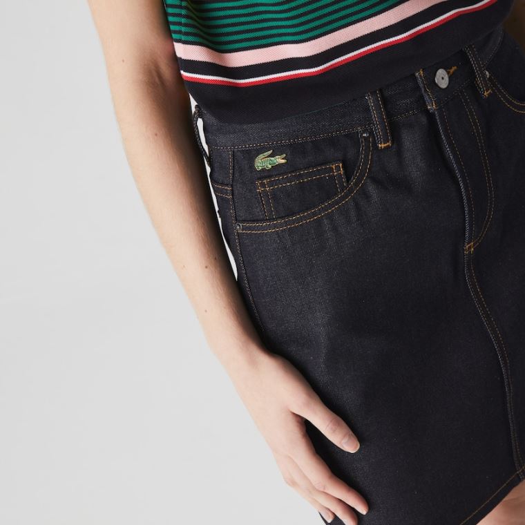 Lacoste LIVE Dark Denim Mini-Skirt Blå | uaWvnz8K