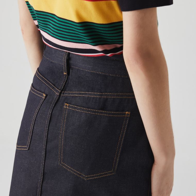 Lacoste LIVE Dark Denim Mini-Skirt Blå | uaWvnz8K