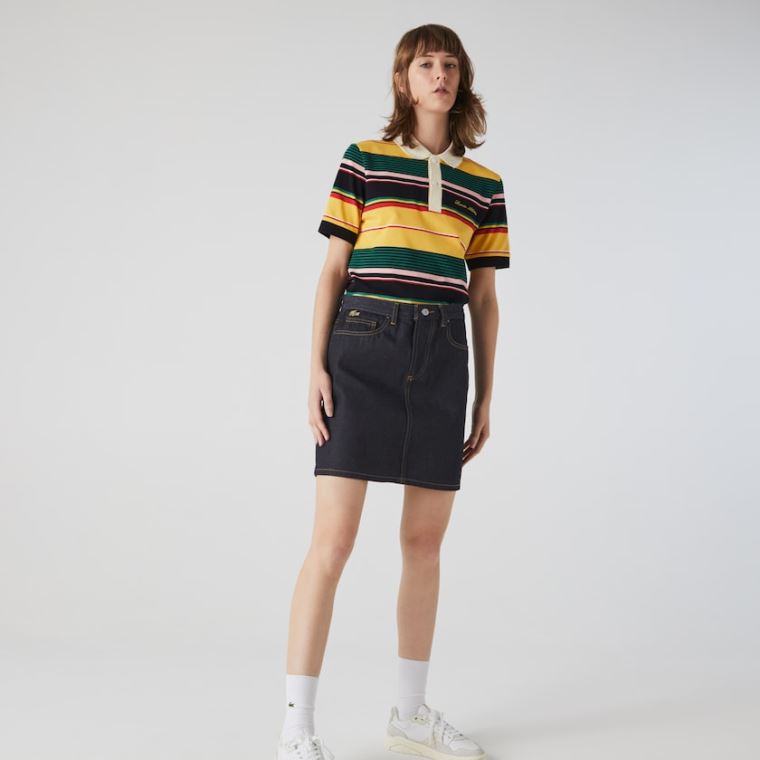 Lacoste LIVE Dark Denim Mini-Skirt Blå | uaWvnz8K