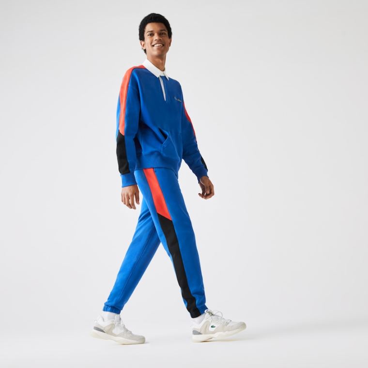 Lacoste LIVE Embroidered Two-Tone Track Pants Blå Hvite | QB8PCuEc