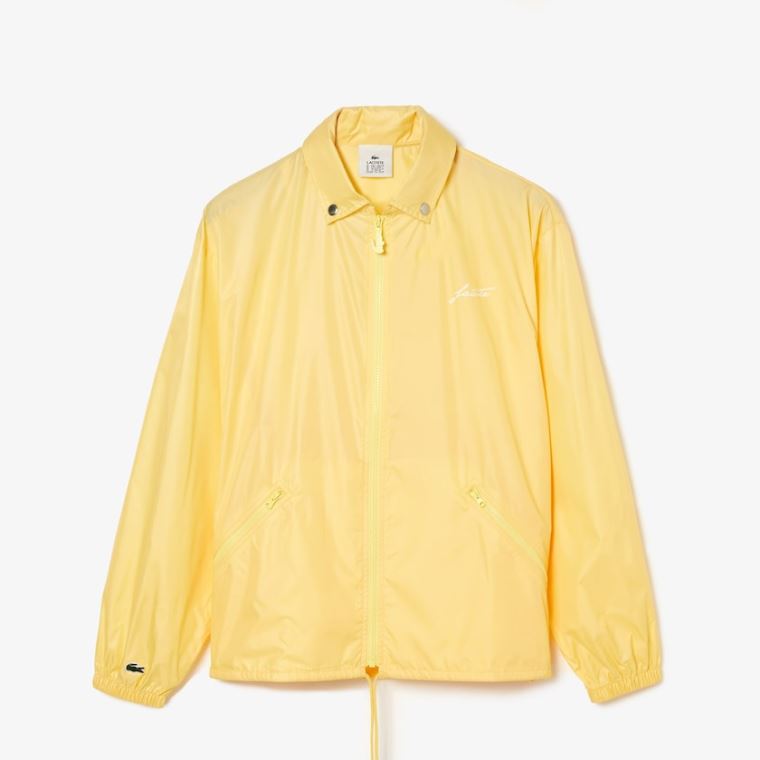 Lacoste LIVE Lette Collapsible Zip Rain Jacket Gul | fnxol2BI