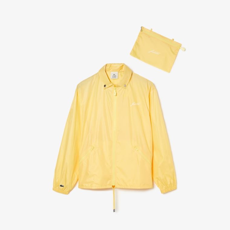 Lacoste LIVE Lette Collapsible Zip Rain Jacket Gul | fnxol2BI