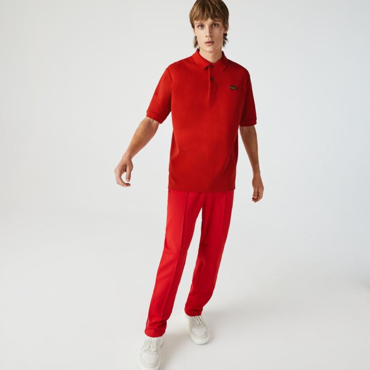 Lacoste LIVE Loose Fit Bomull Piqué Polo Shirt Rød | hOwXnByy