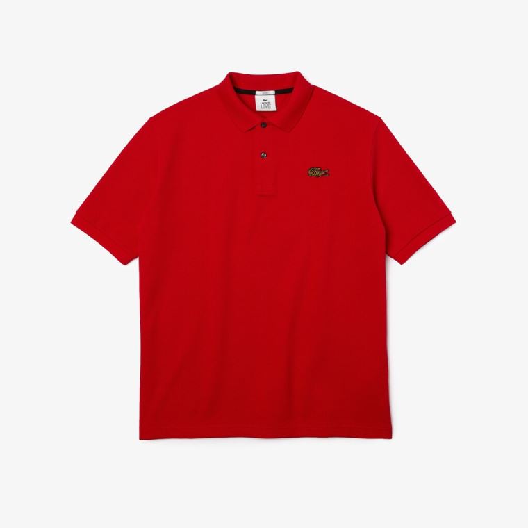 Lacoste LIVE Loose Fit Bomull Piqué Polo Shirt Rød | hOwXnByy