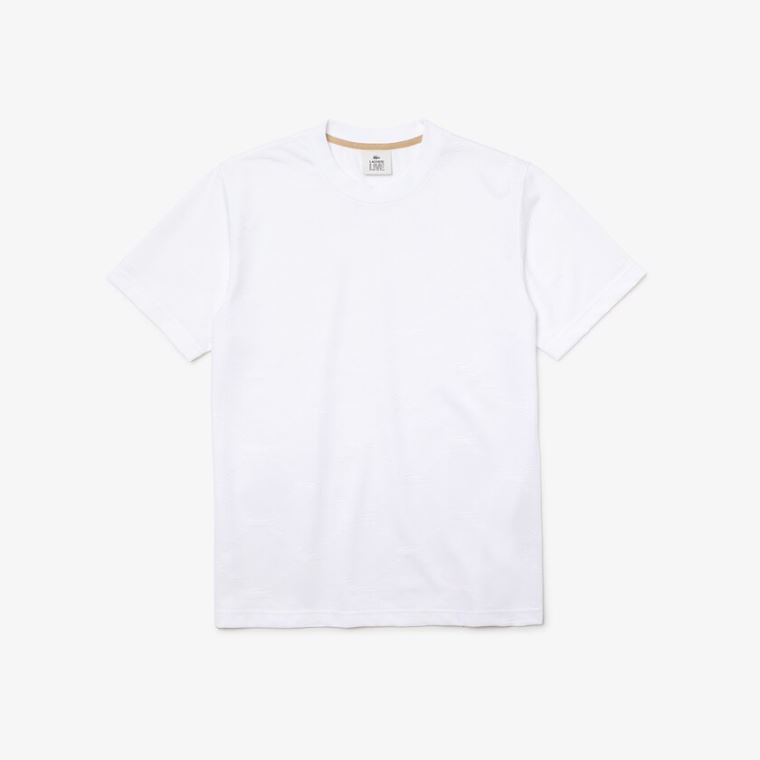 Lacoste LIVE Monogram Printed T-shirt Hvite | h306jqOr