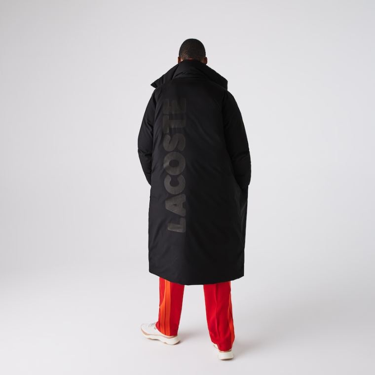 Lacoste LIVE Oversized Vann-Resistant Quilted Jacket Svarte | 2EO5XuMq