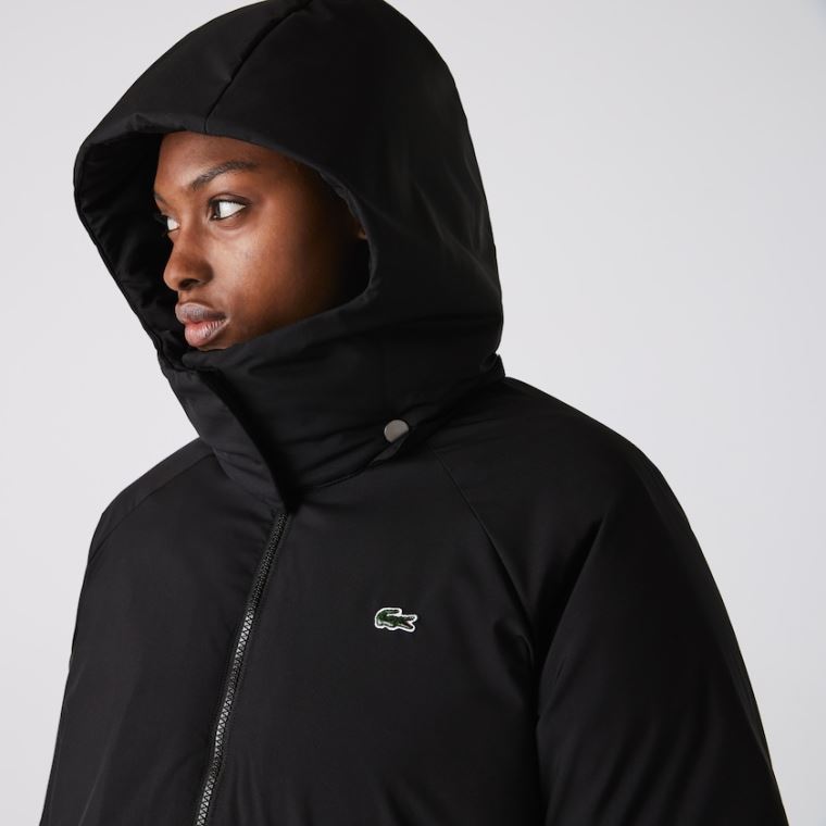 Lacoste LIVE Oversized Vann-Resistant Quilted Jacket Svarte | 2EO5XuMq