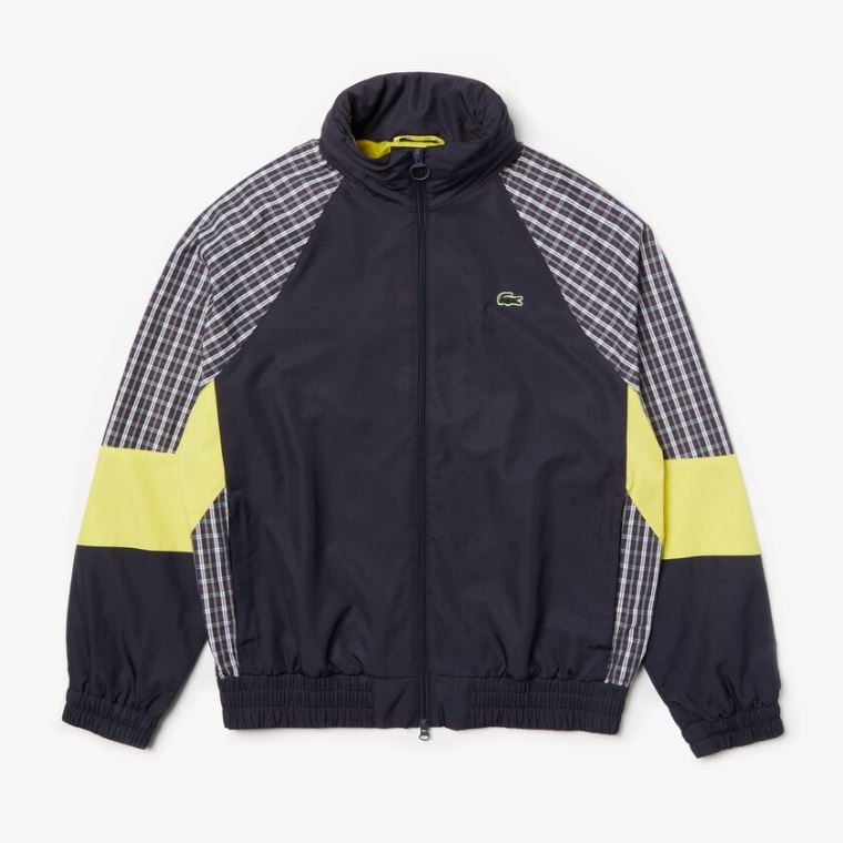 Lacoste LIVE Patchwork Track Jacket Blå Gul Hvite | 6ia8OezM