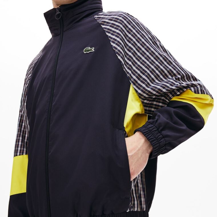 Lacoste LIVE Patchwork Track Jacket Blå Gul Hvite | 6ia8OezM