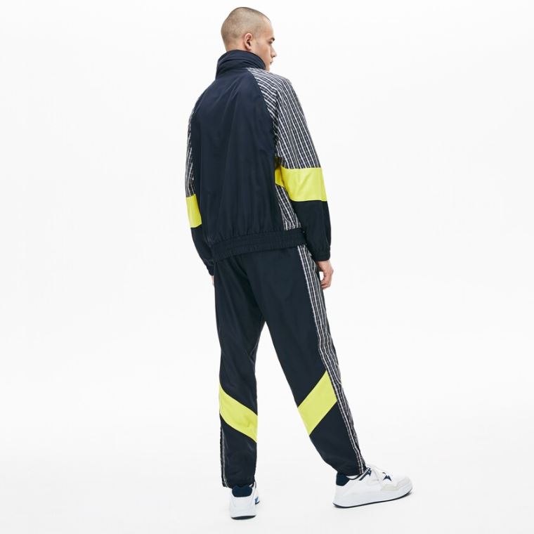 Lacoste LIVE Patchwork Trackpants Blå Gul Hvite | n3jLplHu