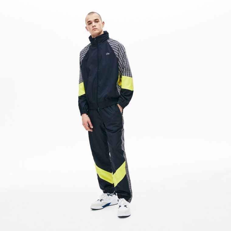 Lacoste LIVE Patchwork Trackpants Blå Gul Hvite | n3jLplHu