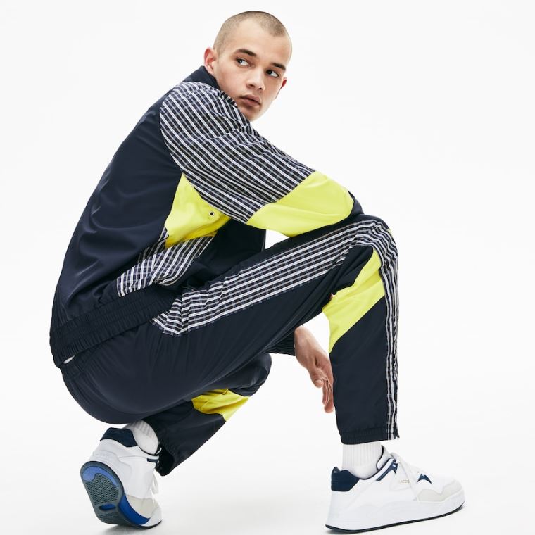 Lacoste LIVE Patchwork Trackpants Blå Gul Hvite | n3jLplHu