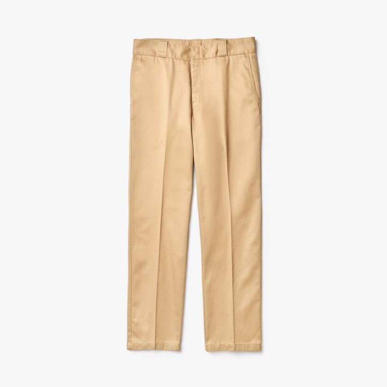 Lacoste LIVE Pleated Bomull Chinos Beige | hdIZzmLV