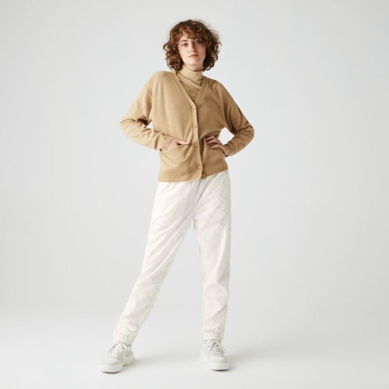 Lacoste LIVE Print Tracksuit Pants Hvite Beige | e5zmg0va