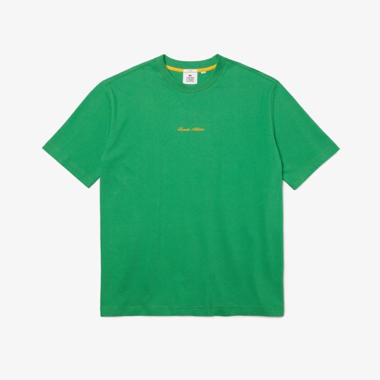 Lacoste LIVE Relaxed Fit Embroidered Bomull T-shirt Grønn | FIKptoT3