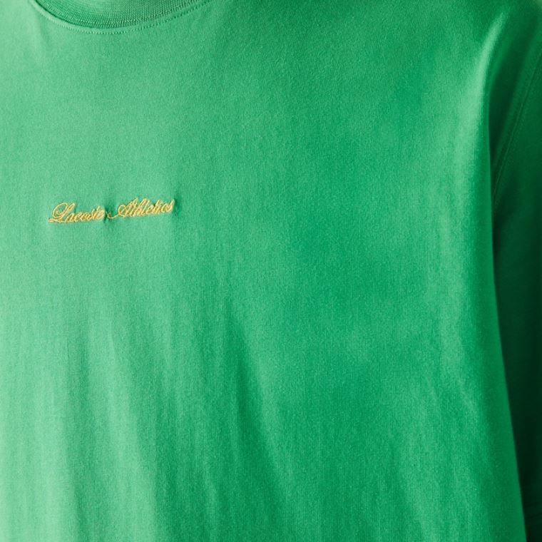 Lacoste LIVE Relaxed Fit Embroidered Bomull T-shirt Grønn | FIKptoT3