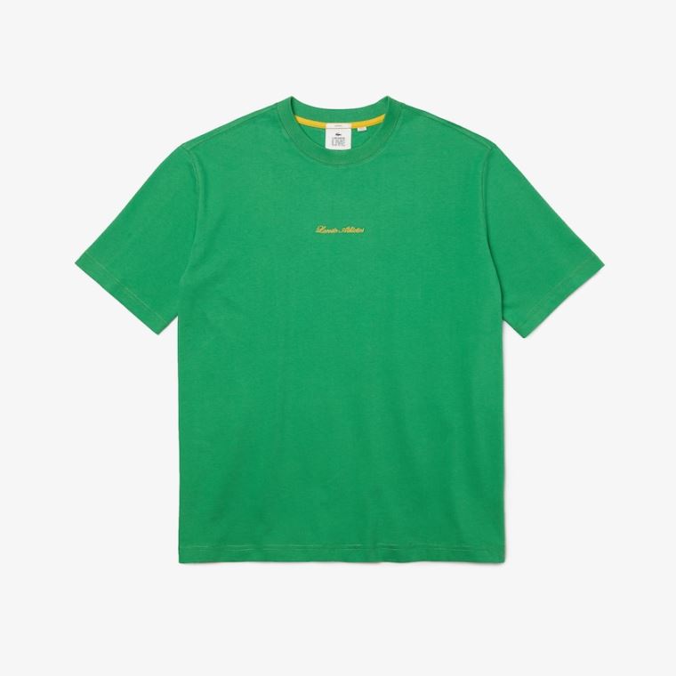 Lacoste LIVE Relaxed Fit Embroidered Bomull T-shirt Grønn | S7D0t4p6