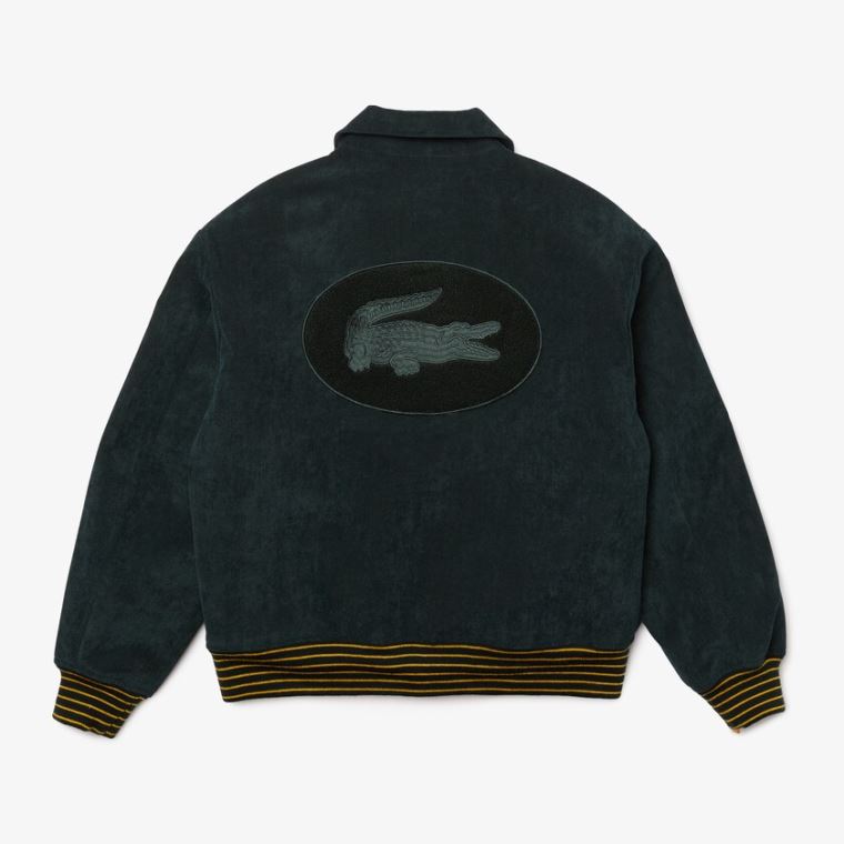 Lacoste LIVE Ribbed Velvet Bomber Jacket Mørke Grønn | g9LyQO1y