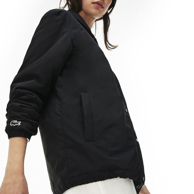 Lacoste LIVE Signature Taffeta Jacket Svarte | kMp1liOi