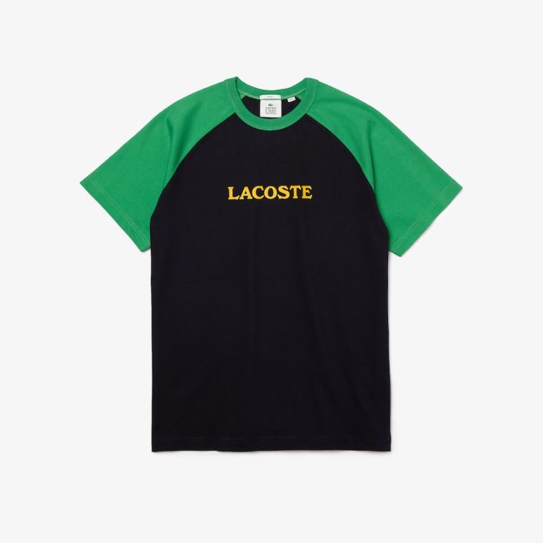 Lacoste LIVE Two-Tone Bomull T-shirt Marineblå Blå Grønn | 5MH3P6pu